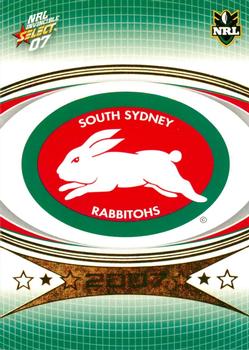 2007 Select NRL Invincible #148 South Sydney Rabbitohs Logo Front